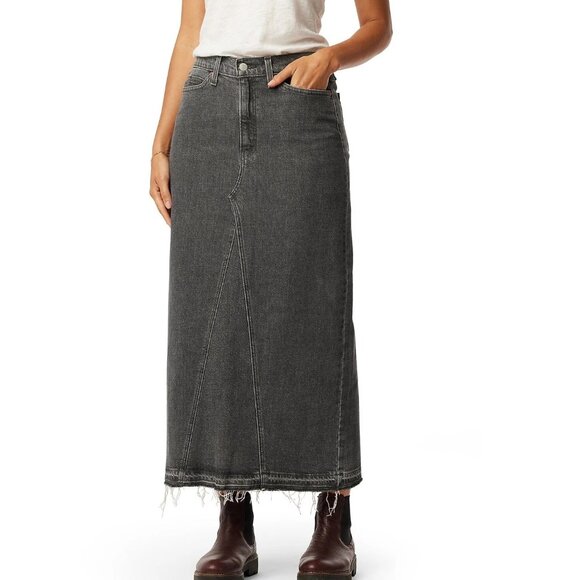 NWT Signature Levi Strauss Denim Mid Rise Maxi Skirt Charcoal Gray Size 8/W29 - Picture 1 of 9